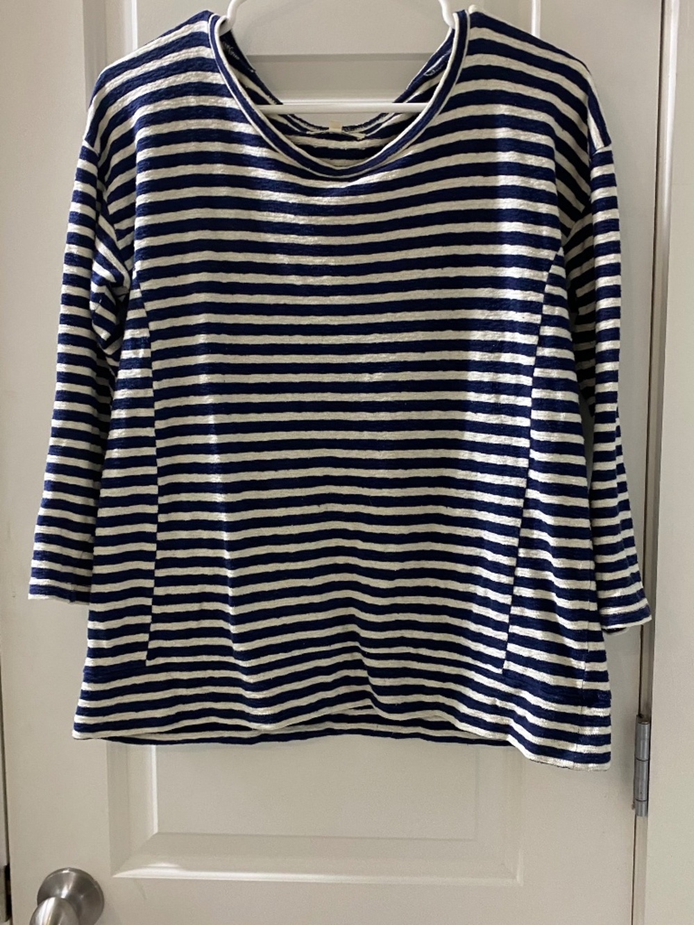 Madewell Navy and Ivory Long-Sleeved Top, Size S